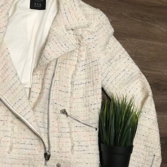 Zara Trafuluc Moto Style Tweed Jacket - Picture 2 of 8